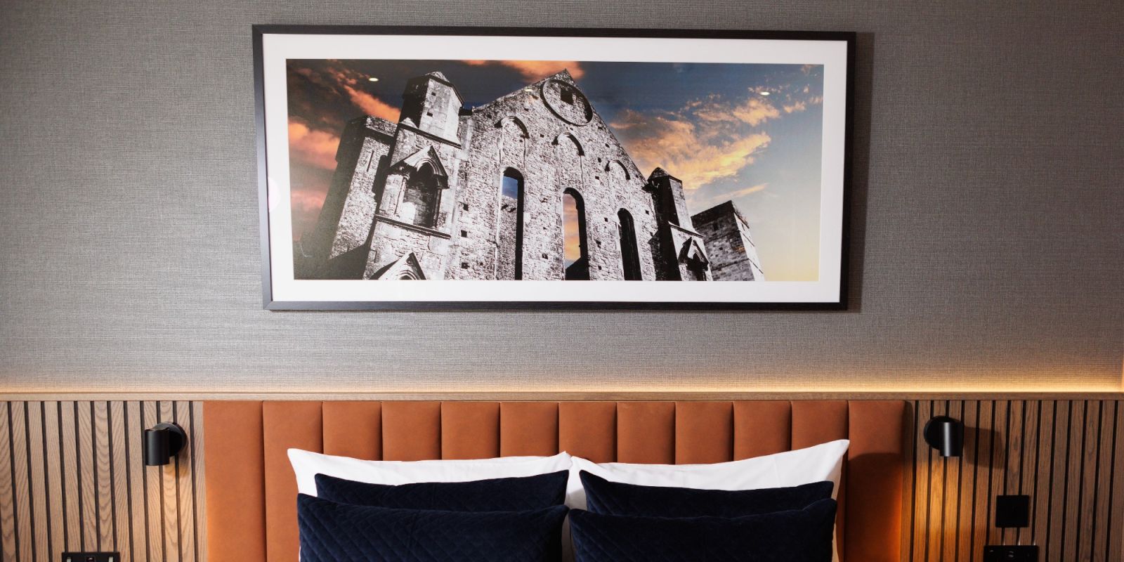 Headboard with artwork in 3rd floor bedroom (1)