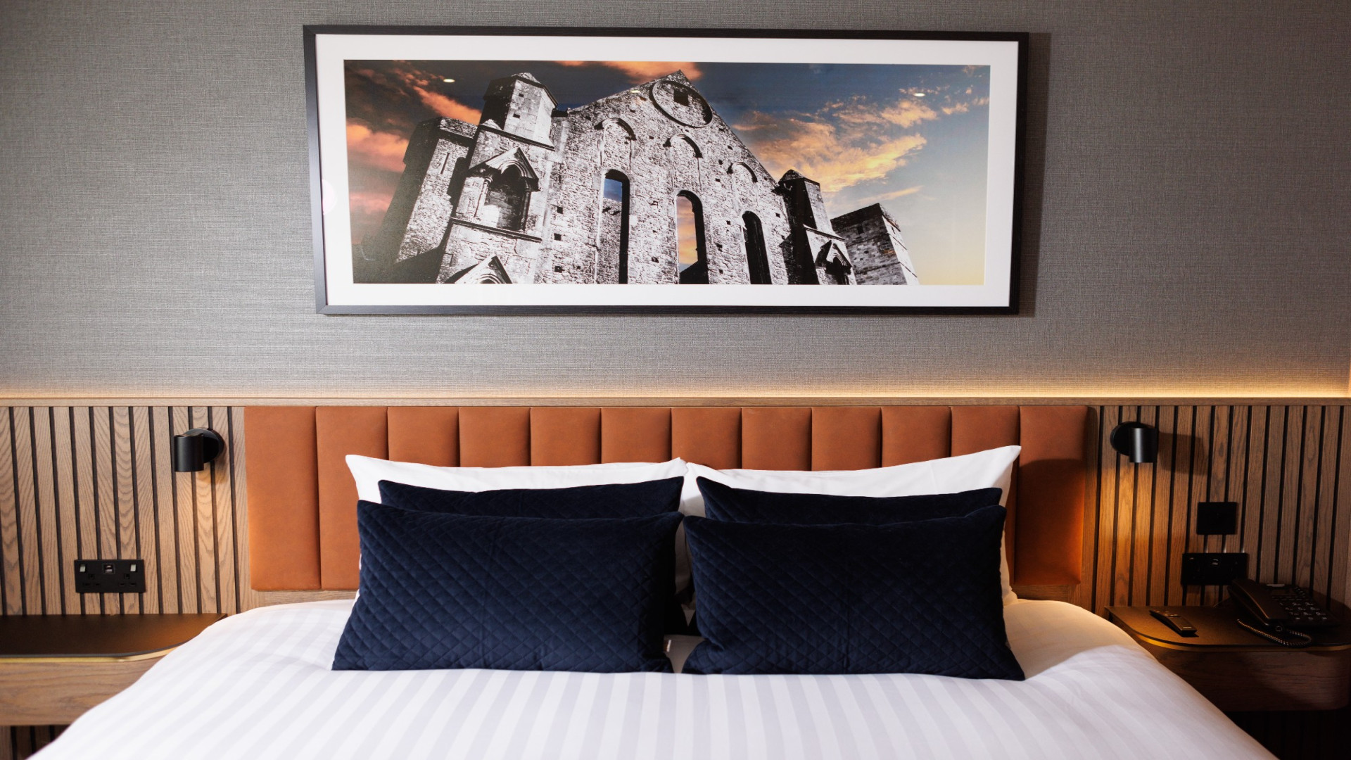 Headboard with artwork in rd floor bedroom www.talbothotelclonmel.ie