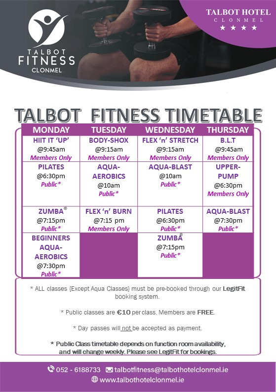 talbot fitness clonmel class timetable
